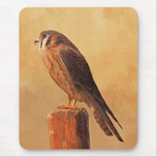 American Kestrel Painting - Original Bird Art Mouse Mat