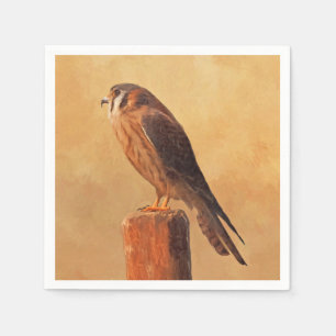 American Kestrel Painting - Original Bird Art Napkin