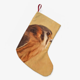 American Kestrel Painting - Original Bird Art Small Christmas Stocking