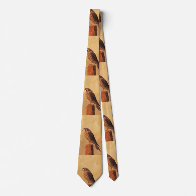 American Kestrel Painting - Original Bird Art Tie (Front)