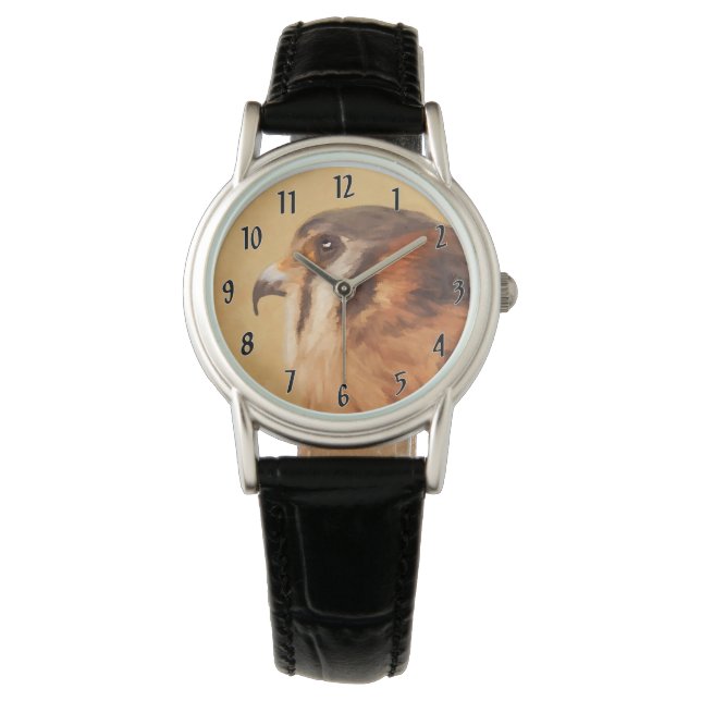 American Kestrel Painting - Original Bird Art Watch (Front)