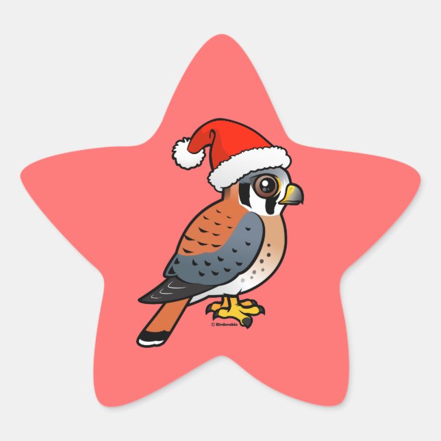 American Kestrel Santa Star Sticker (Front)