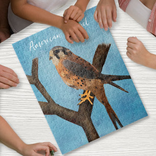 American Kestrel Watercolor Bird Art Jigsaw Puzzle