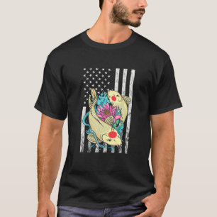 American Koi Fish Yin Yang Fish Lotus American Usa T-Shirt