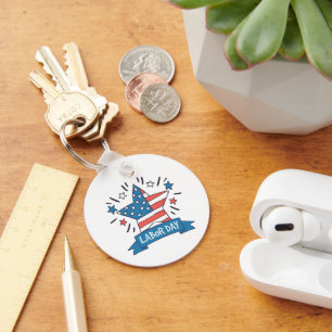 American Labour Day Creative Illustration Design Key Ring