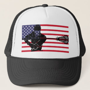 American Lacrosse unlimited lax Player  USA  flag Trucker Hat
