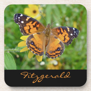 American Lady Butterfly - Vanessa virginiensis Coaster