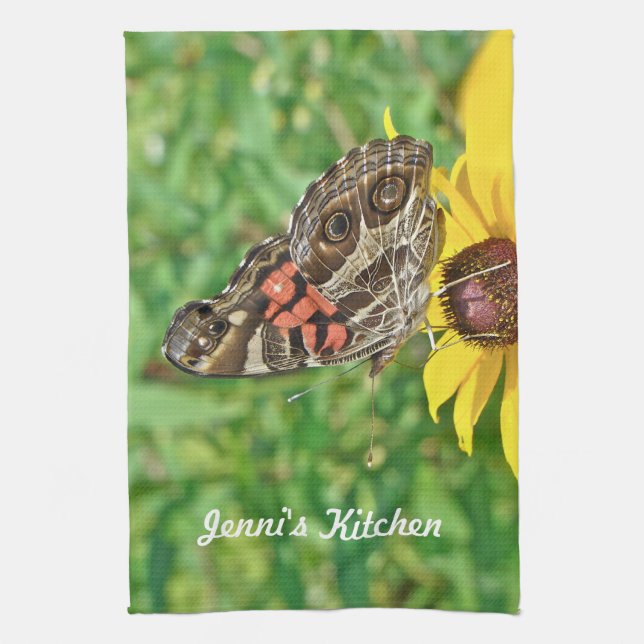 American Lady Butterfly - Vanessa virginiensis Tea Towel (Vertical)