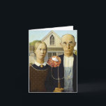 American Latke (Thanksgivukkah) Holiday Card<br><div class="desc">Perfect Thanksgivukkah for family,  friends,  or anyone with a sense of humour. The classic American Gothic painting features a latke on the farmer's pitchfork and a tiny menorah in the attic window.</div>