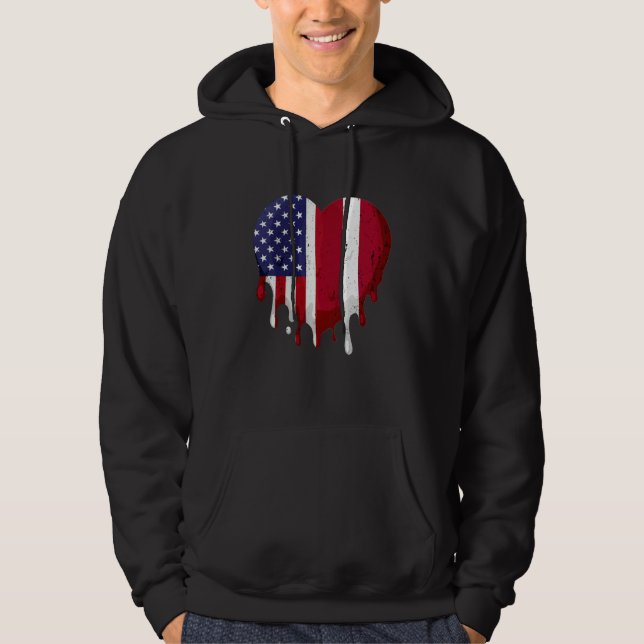 American Latvian Heritage Month Latvia Flag Heart Hoodie (Front)