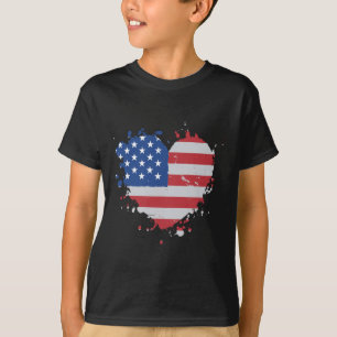 American Ld Eagle And Wolf Usa Flag 4th Of July T-Shirt