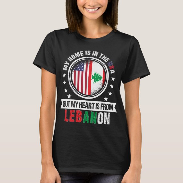 American Lebanese Flag Heart from Lebanon Patriot T-Shirt (Front)