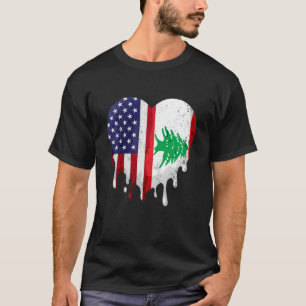 American Lebanese Heritage Month Lebanon Flag Hear T-Shirt
