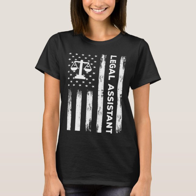 American Legal Assistant USA Flag Paralegal T-Shirt (Front)