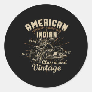 American Legendary Motorcycles Indian Chief Classic Round Sticker
