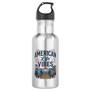 American Life Vibes Patriotic Lake Vector Shirt_1 532 Ml Water Bottle