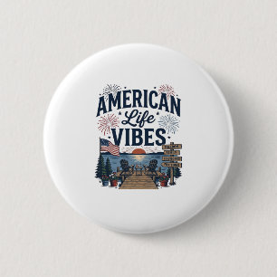 American Life Vibes Patriotic Lake Vector Shirt_1 6 Cm Round Badge