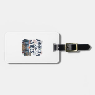 American Life Vibes Patriotic Lake Vector Shirt_1 Luggage Tag
