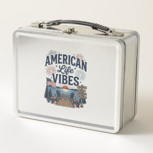 American Life Vibes Patriotic Lake Vector Shirt_1 Metal Lunch Box