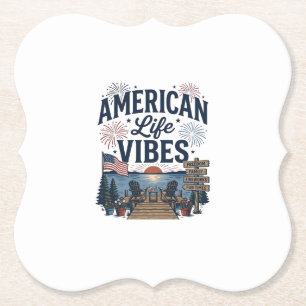 American Life Vibes Patriotic Lake Vector Shirt_1 Paper Coaster