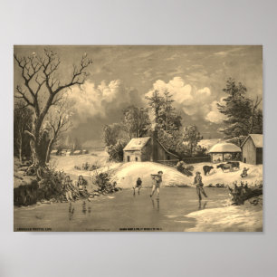 American Life Winter Time with Sepia Filter Poster