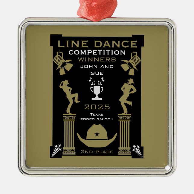 American Line Dancing Competition Metal Tree Decoration (Front)