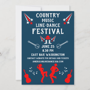 American Line Dancing Festival And Party Invitation