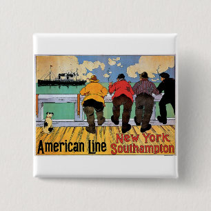 American Line Poster 15 Cm Square Badge