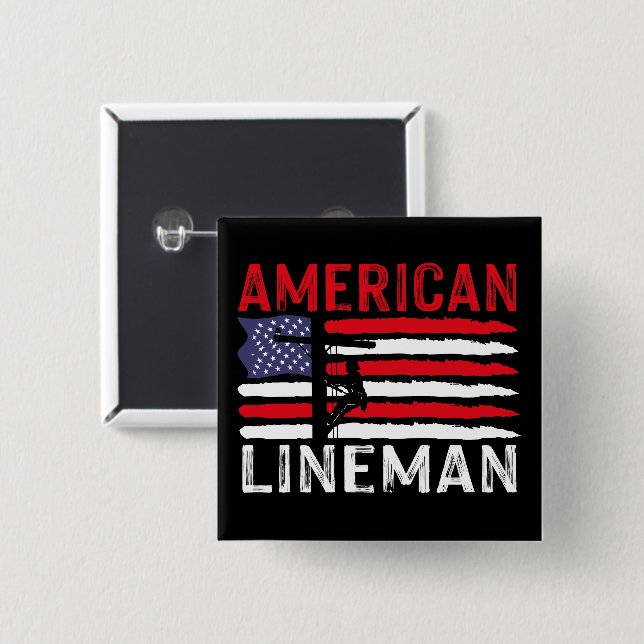 American Lineman Electric Cable Patriotic USA Flag 15 Cm Square Badge (Front & Back)