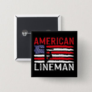 American Lineman Electric Cable Patriotic USA Flag 15 Cm Square Badge