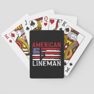 American Lineman Electric Cable Patriotic USA Flag Playing Cards