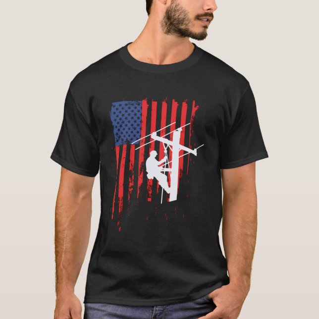 American Lineman Flag Cable Line T-Shirt (Front)