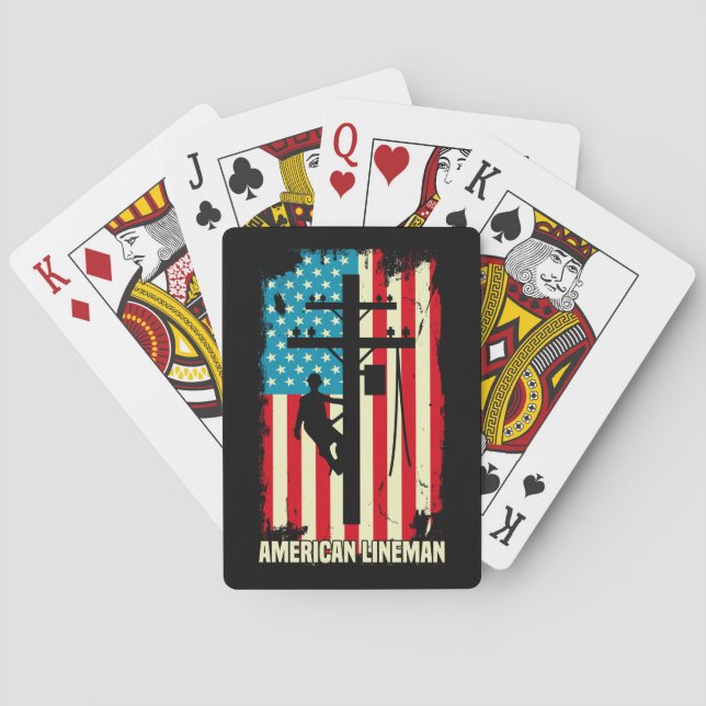  American Lineman Flag Electric Cable Playing Cards (Back)