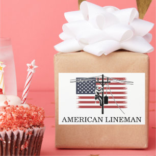 American Lineman Flag – Electrician & Utility Work Rectangular Sticker