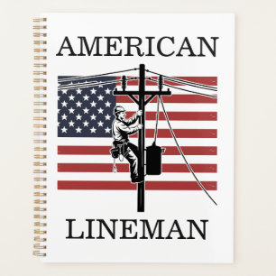American Lineman Flag Utility Worker Gift Idea Planner