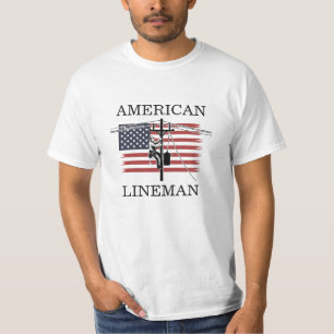 American Lineman Flag Utility Worker Gift Idea T-Shirt
