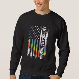 American Lineman United States Distressed Rainbow Sweatshirt