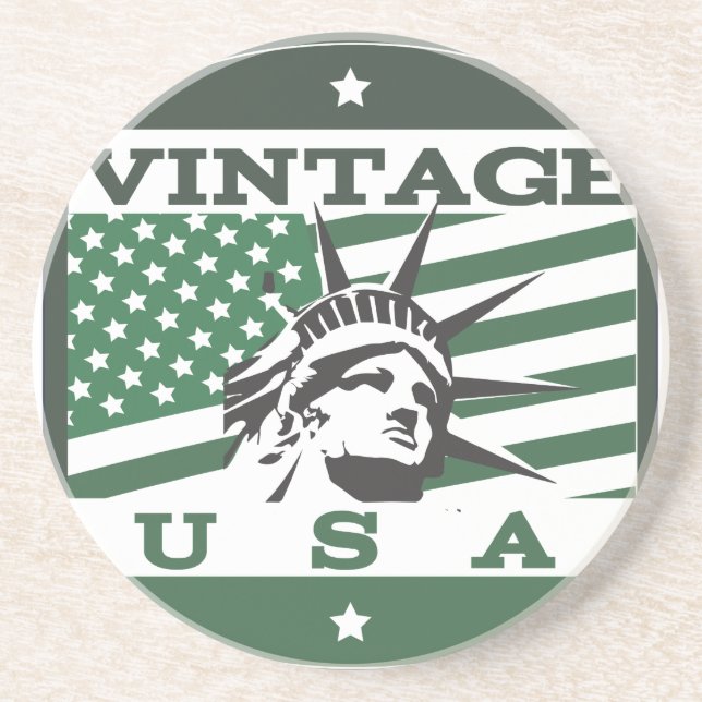 American logo travel poster coaster (Front)