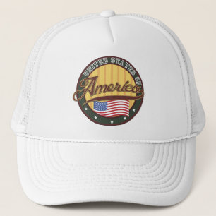 American logo travel poster trucker hat