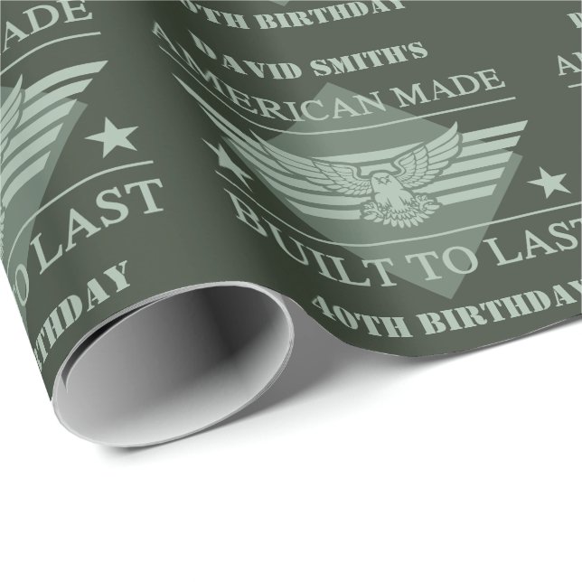 American Made 40th Birthday Wrapping Paper (Roll Corner)