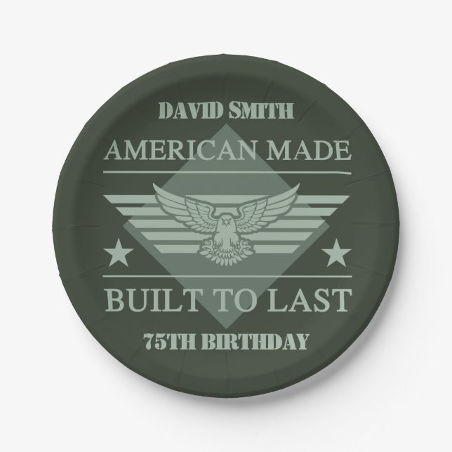 American Made 75th Birthday Paper Plate (Front)