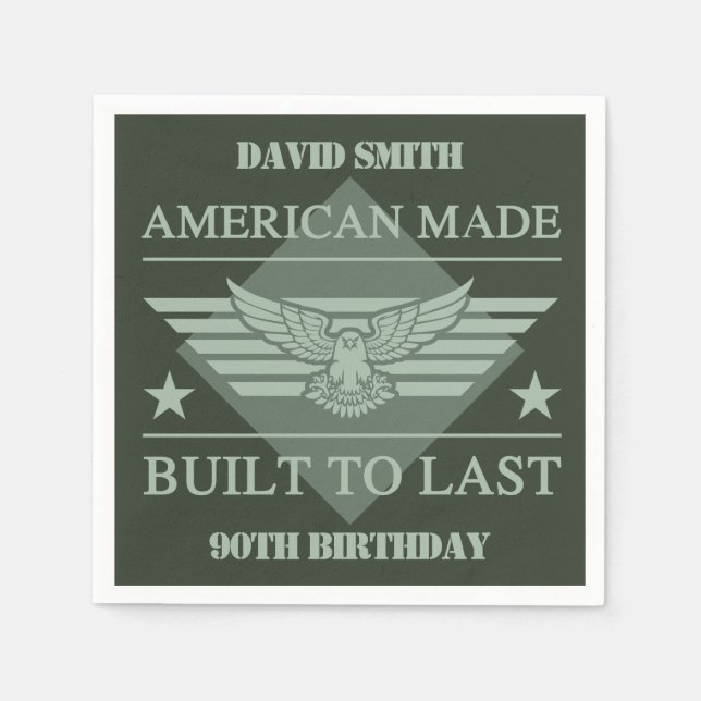 American Made 90th Birthday Napkin (Front)