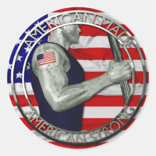 American Made American Strong Classic Round Sticker
