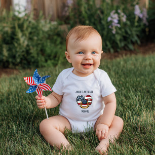 American Made Baby Boy Patriotic Flag Pacifier Bodysuit