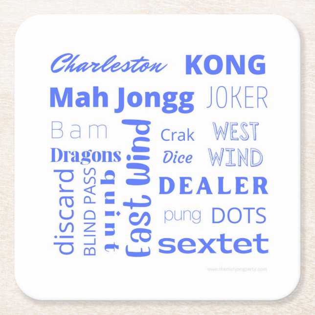 American Mah Jongg Coaster in Blue (Front)