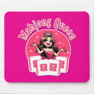 American Mahjong Queen Pink Crown Desk Art Mouse Mat