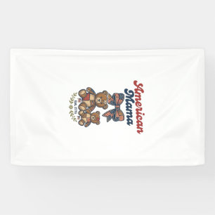 American Mama Patriotic Bear Patchwork Vector Desi Banner