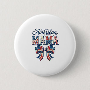American Mama Patriotic Bow Vintage 4th of July Sh 6 Cm Round Badge