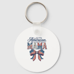 American Mama Patriotic Bow Vintage 4th of July Sh Key Ring