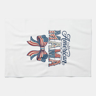 American Mama Patriotic Bow Vintage 4th of July Sh Tea Towel